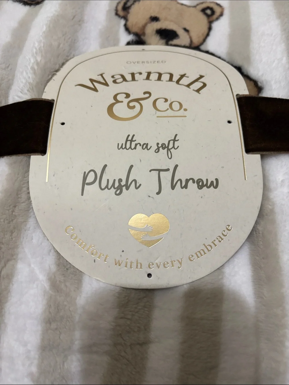 Plush Throw Blanket - Cream with Brown Teddy Bears